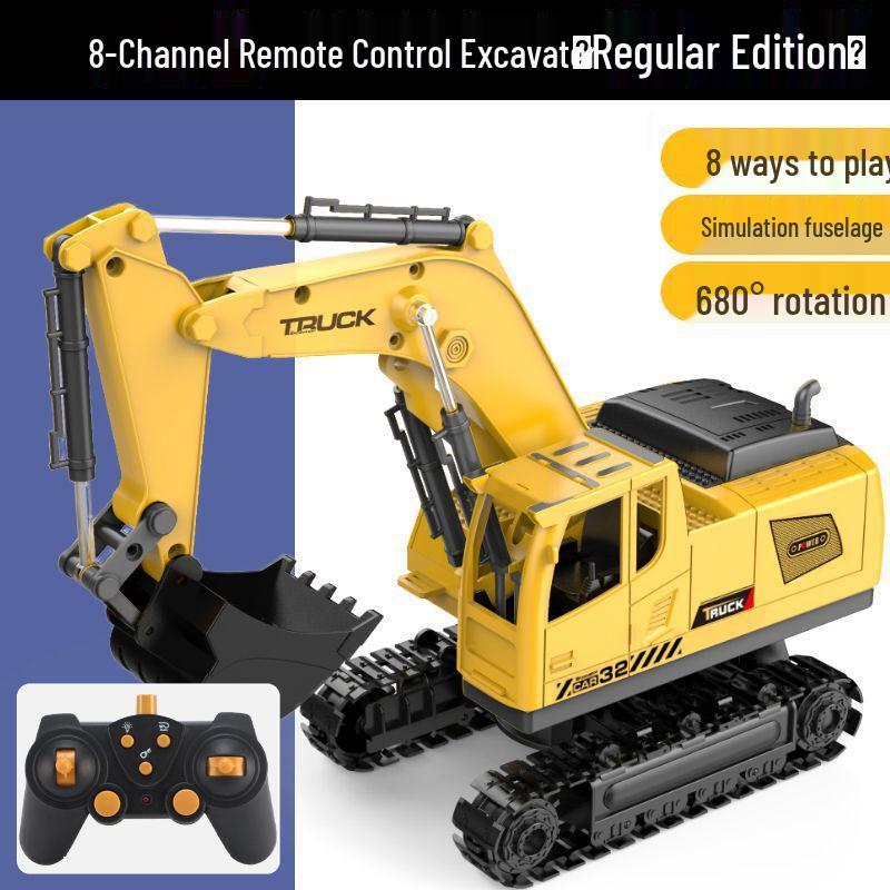 Large Remote Control Alloy Excavator Toy for Kids - Electric Simulated Digging Vehicle