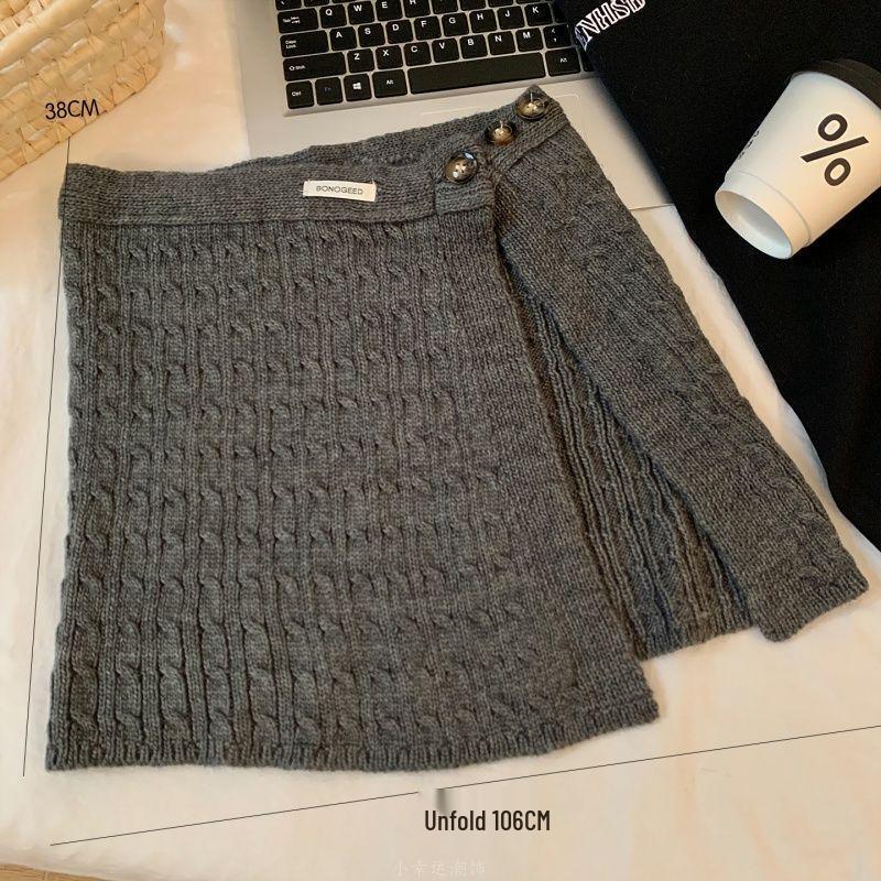 

Korean Style Knit Button Cover Skirt: Women s Warm Versatile Layering for Autumn/Winter 2025 One Size сірий колір