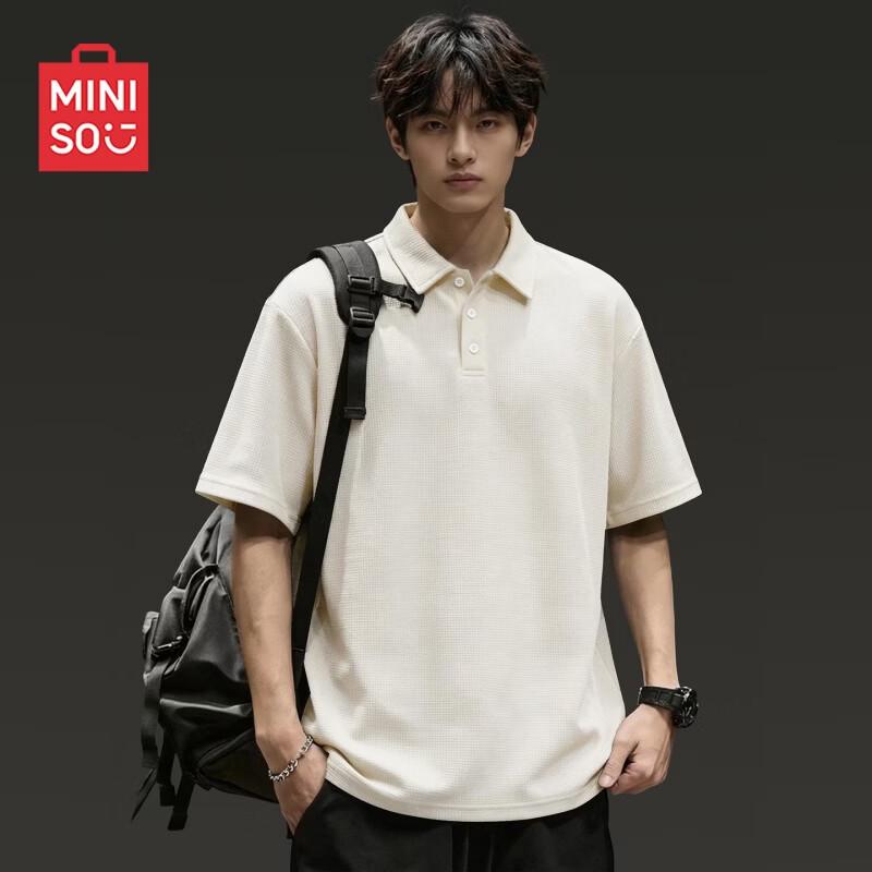 

MINISO Men s Waffle Knit Short-Sleeve Polo Shirt XL