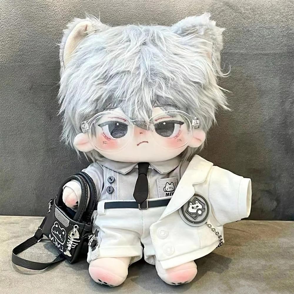 niannyyhouse 20cm Plush Clothes White Cotton Accessories Set Cat, Hat, Jacket, Shirt, Shorts, Backpack, Glasses, Dress-Up, Doll,