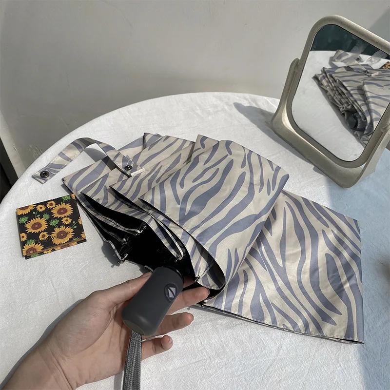 

Модный зонт с рисунком зебры, женский ветрозащитный зонт с длинной ручкой, брендовые автоматические складные зонты для девочек 8K