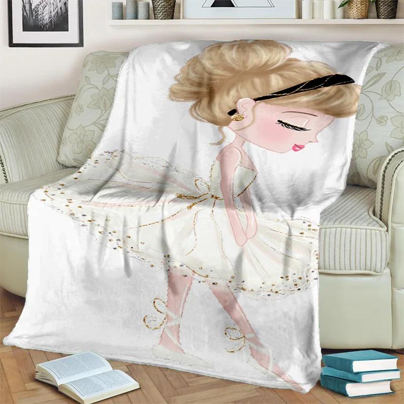 Cute Ballet Girl Ballerina Fairy Cartoon Blanket,soft Throw Blanket for Home Bedroom Bed Sofa Picnic Office Cover Blanket Kids