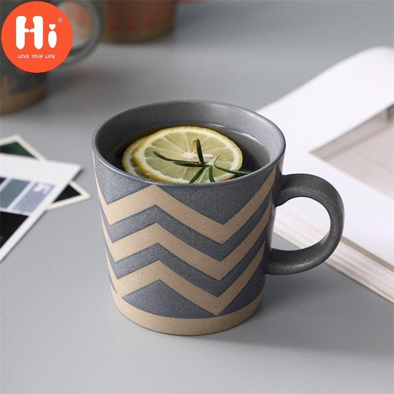 Hi Nordic Ceramic Retro Coffee Mug Simple Office Tea Cup Coarse Pottery Handmade Breakfast Milk Mug Couple Drinkware