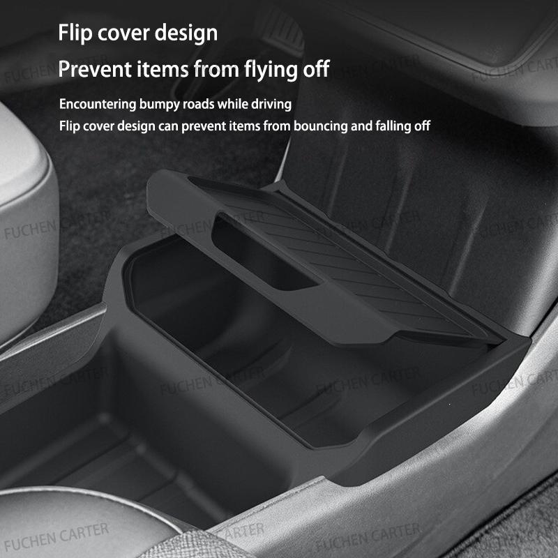 TPE Under Central Control Storage Box For Tesla Model Y Standard 2025+ Flip Cover design Tissue Box Storage interior Accessories