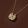 Women's Heart-Shaped Necklace with Four-Petal Flower, Cubic Zirconia, Titanium Steel Clavicle Chain - Elegant and Versatile Accessory