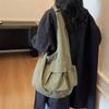 Japanese and Korean lazy feng washed canvas bag commuter large capacity crossbody bag literary style solid color men's and women's commuter cloth bag