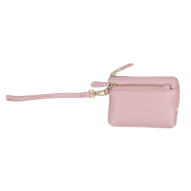 Vintage PU Leather Short Wallet With Zipper Coin Pocket Multiple Card Slots And Wrist Band Casual Portable Card Clip