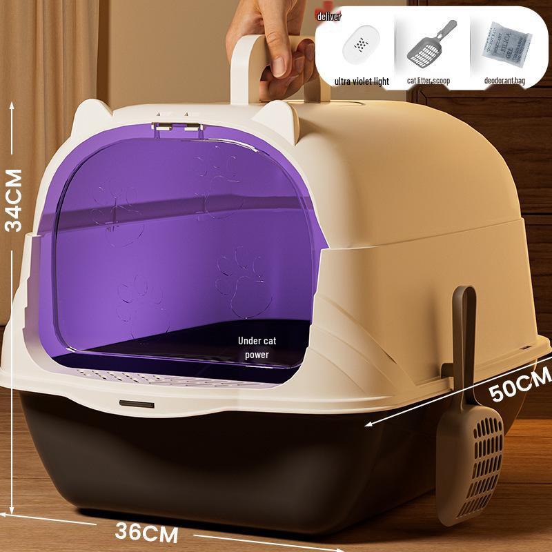 Extra Large Enclosed Cat Litter Box with Deodorant and Splash Guard