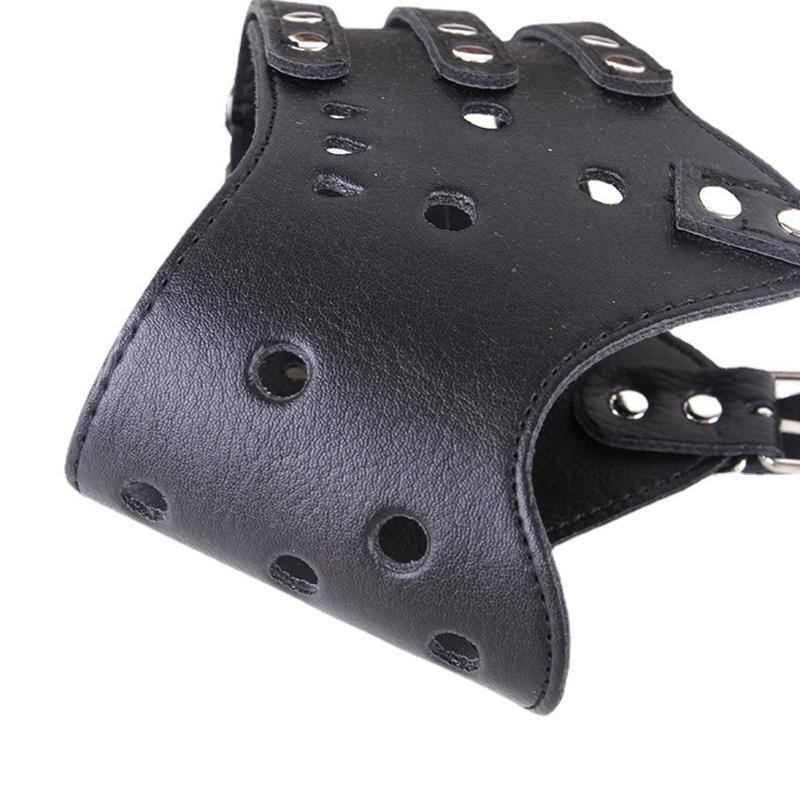 Adjustable Anti-Biting Pet Dog Soft PU Leather Muzzles Mouth Mesh Cover Masks