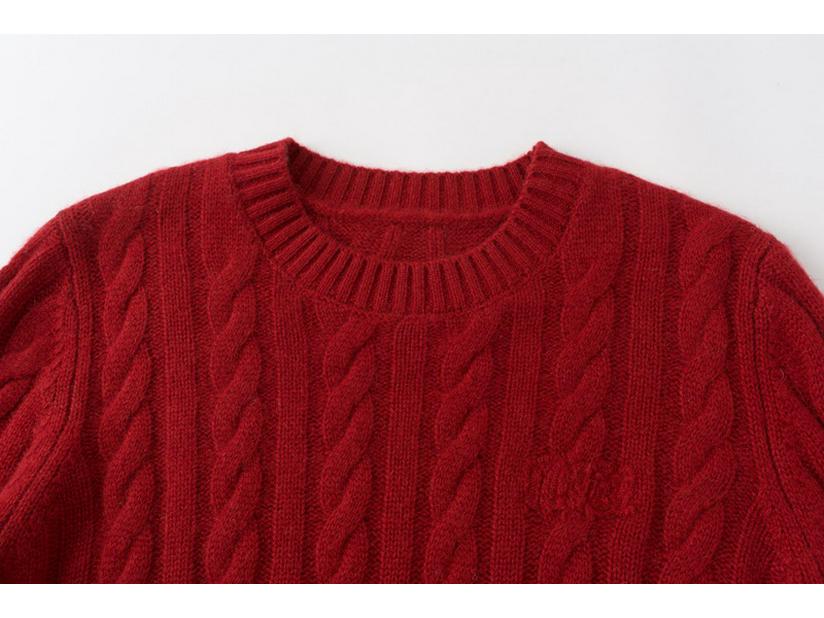 Women's 100% Pure Cashmere Round Neck Cable Knit Sweater