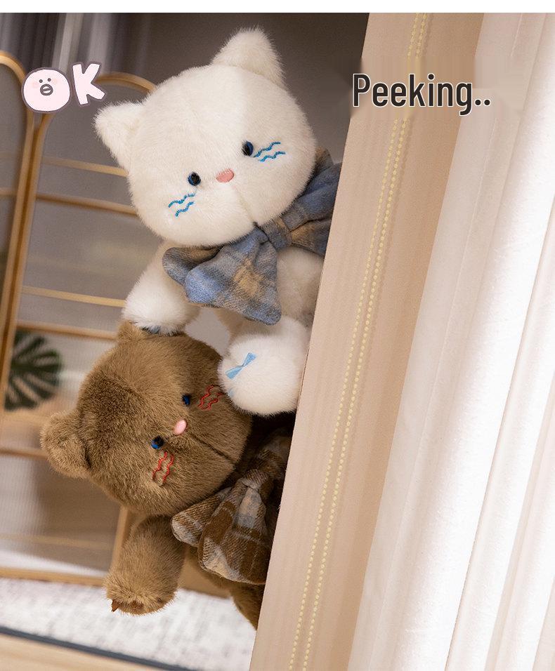 Adorable Bowknot Cat Plush Doll - Comforting Companion Toy for Girls