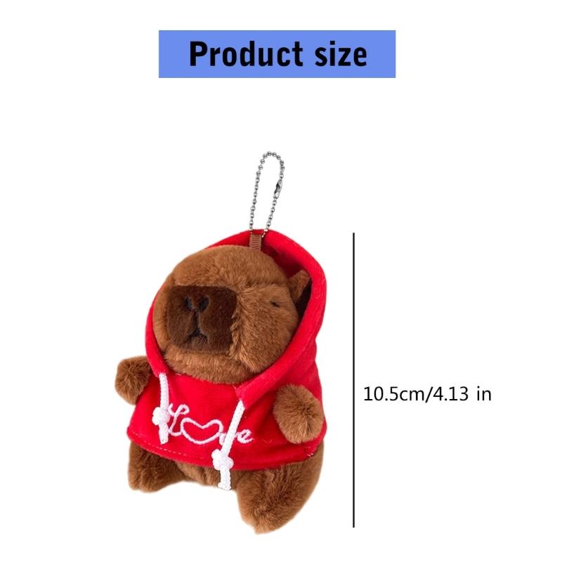 Sweet Plush Hoodies Capybara Keychain Pendant Lovely Hangings Decorations Keyring Charm for Purse Bag Backpack Handbag