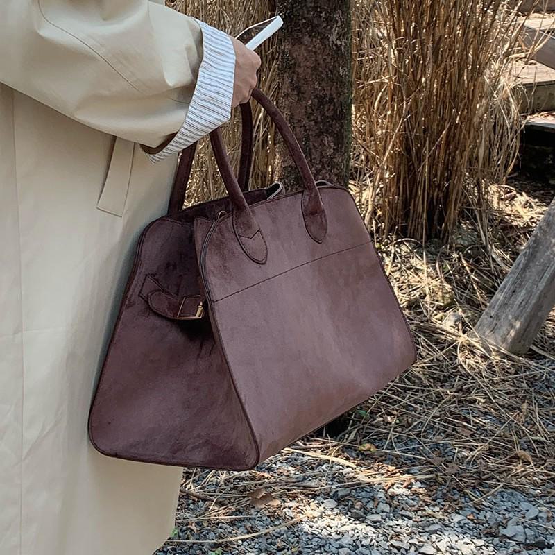 2024 Retro Suede Tote Bag - Women's Large Capacity Single Shoulder Commuter Handbag