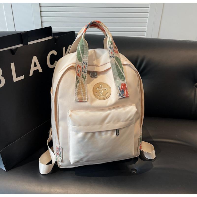 

Large capacity bag New versatile backpack Women s portable junior high school high school student schoolbag Casual backpack бежевый