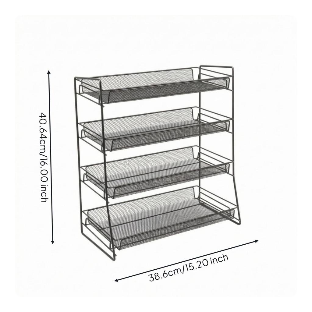 Countertop Storage Counter spaceSaving 4-Tier Display Rack Metal for Pantry