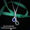Fashion Luxury Imitation Natural Sapphire Necklace, Celebrity Style Slightly Set With Emerald Water Drop Pear-Shaped Chain For Women