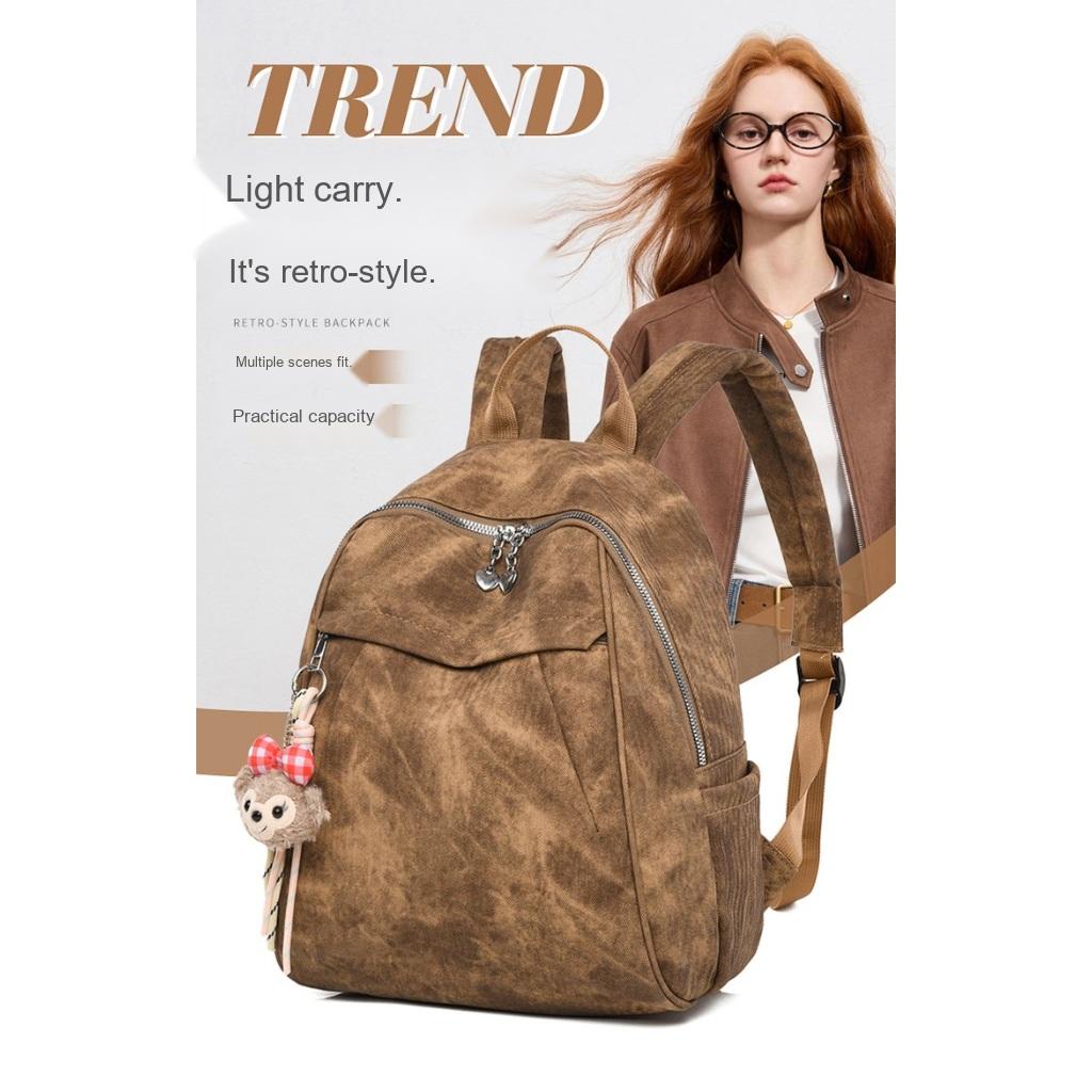 Backpack Women PU Vintage Lightweight Large Capacity Multi Compartment Commuting Travel Daily