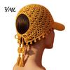 Travel Vacation Headwear Hand Crocheted Sunflower Baseball Cap, Bohemian Tassel Bell Hat, Handmade Knit Cutout Floral Unique Sun Hat Beanie