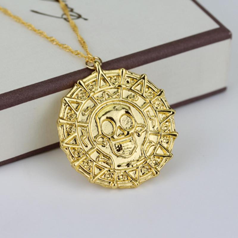 Vintage Necklace Aztec Medallion Skull Pendant Accessories