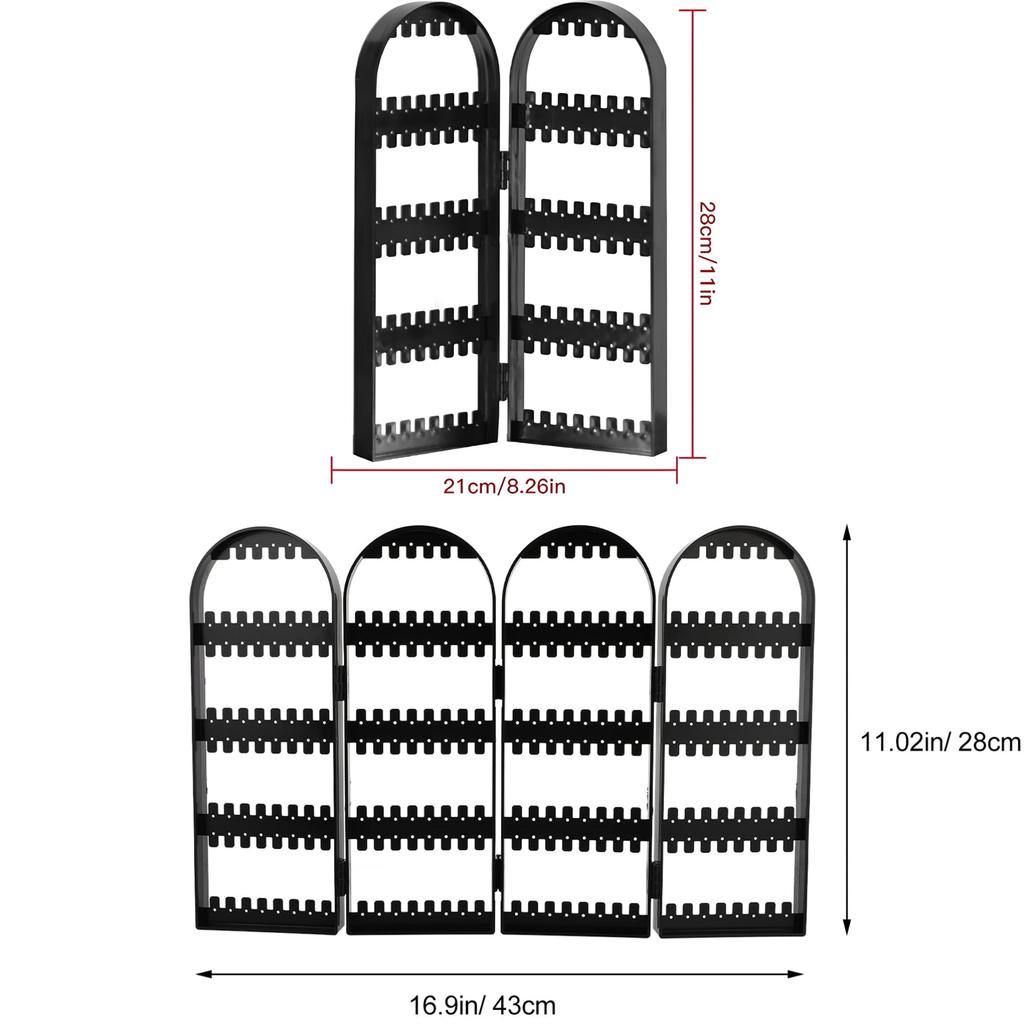 Foldable Jewelry Display Rack Plastic Necklace Earrings Studs Large Capacity Stand Holder Storage Box for Desktop Save Space