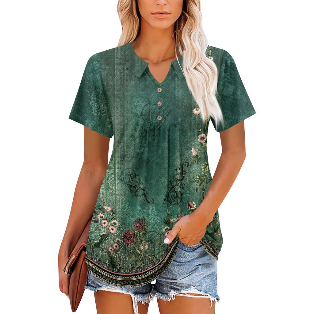 Womens Summer Tops Casual Ruffle Short Sleeve Crewneck Loose Pleated T Shirts