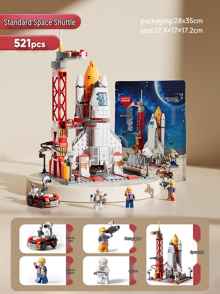 Lele Brothers Aerospace Rocket Building Blocks - Compatible with Lego, Children's Educational Assembly Model Toys and Ornaments.