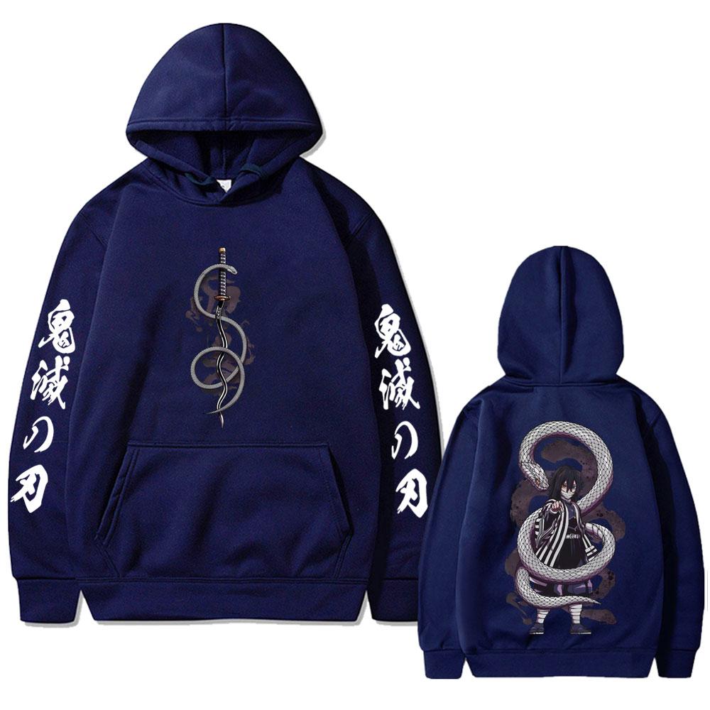 Anime Demon Slayer Serpent Hashira Iguro Obanai Hoodie Men Women Clothing Oversized Hoodies Man Vintage Hooded Tracksuit