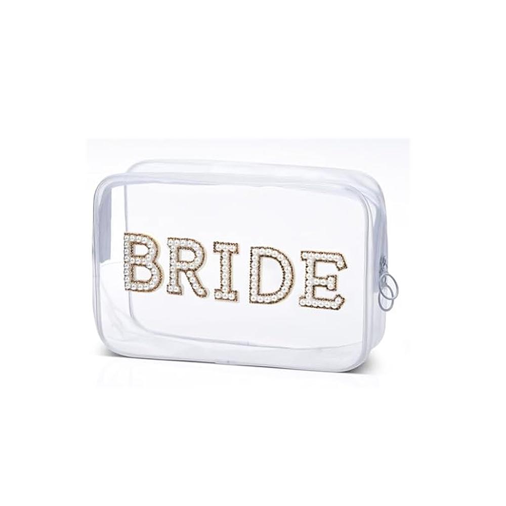 

MRS Прозрачная косметичка Девичник Сумка для макияжа невесты Жемчужная надпись Дорожные туалетные сумки Помолвка Свадьба Свадебный душ 1pcs22x15x7cm