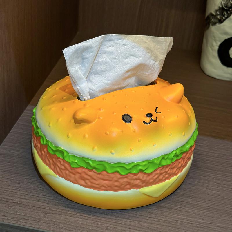 Cartoon Cute Burger Tissue Box Storage Box Living Room Desktop Decoration Home Fun Decorations Ornaments