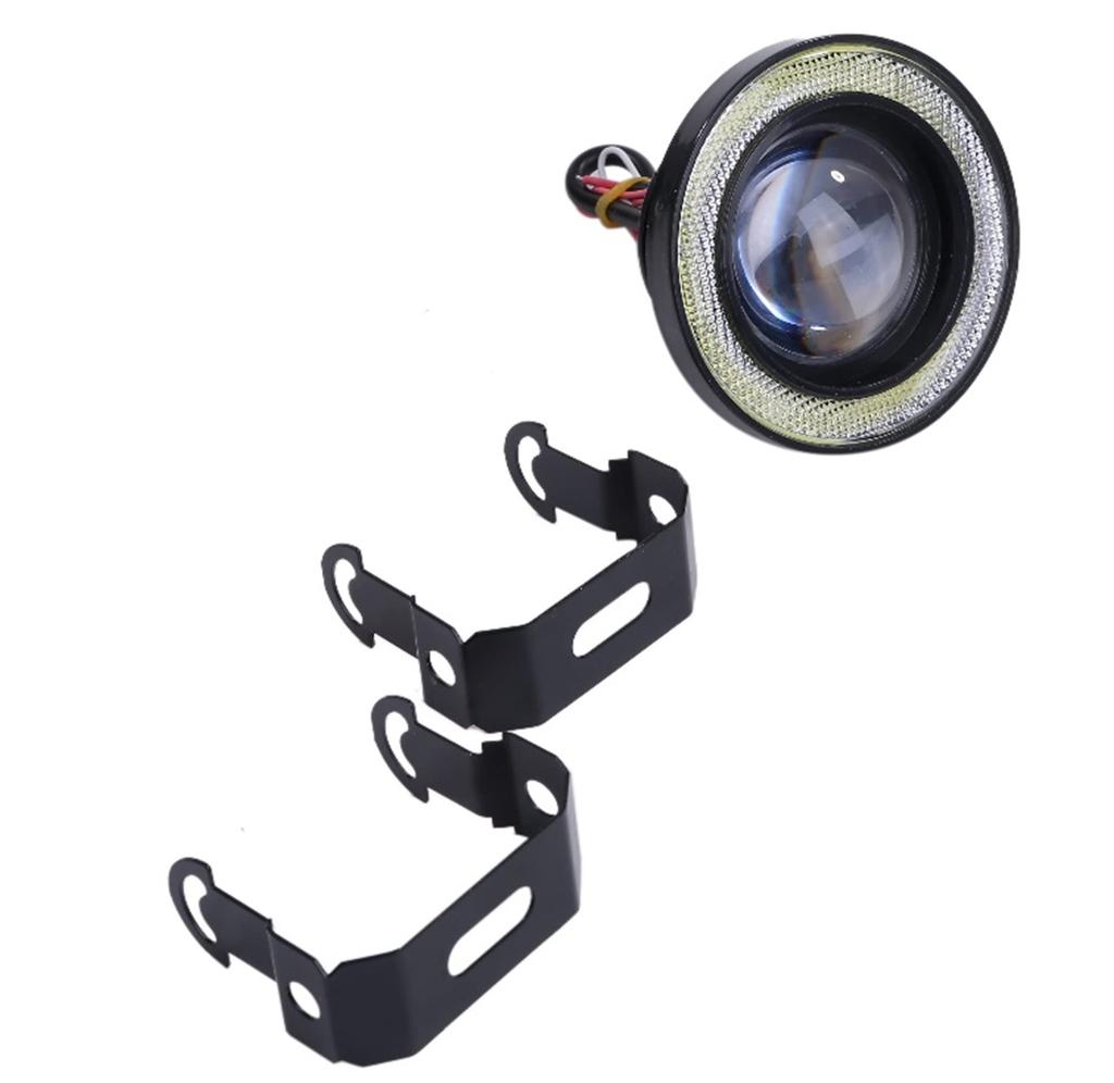 White LED Fog Lamps with Squid Rings, Universal Fit, 30W, High Performance, COB, Waterproof, Set of 2 (3.0 Inch - 76mm)