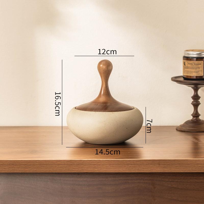 

Ceramic Storage Canister with Lid Wabi Sabi Farmhouse Decor Tray Candy Snack Holder Home AestheticTable Ornament Decoration Box