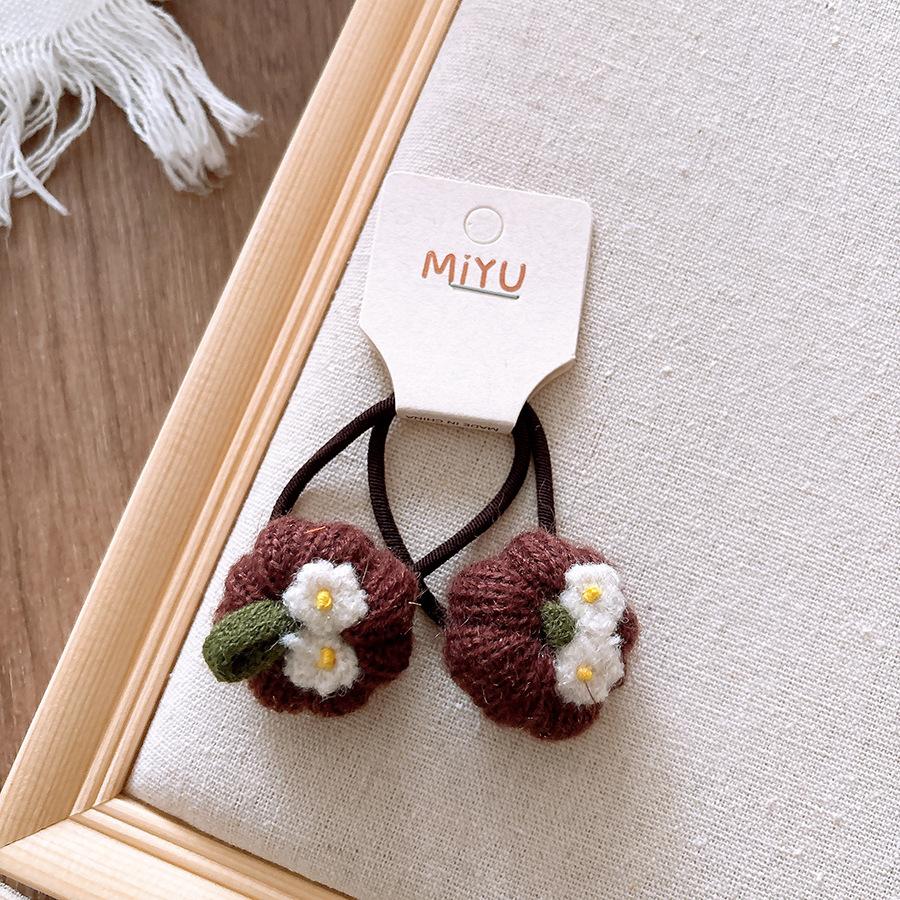 Chouchous Tricotés en Laine Kawaii Cadeau Enfants Filles Élastiques Bandes de Caoutchouc pour Cheveux Accessoires Corde à Cheveux Coiffure Couvre-chef