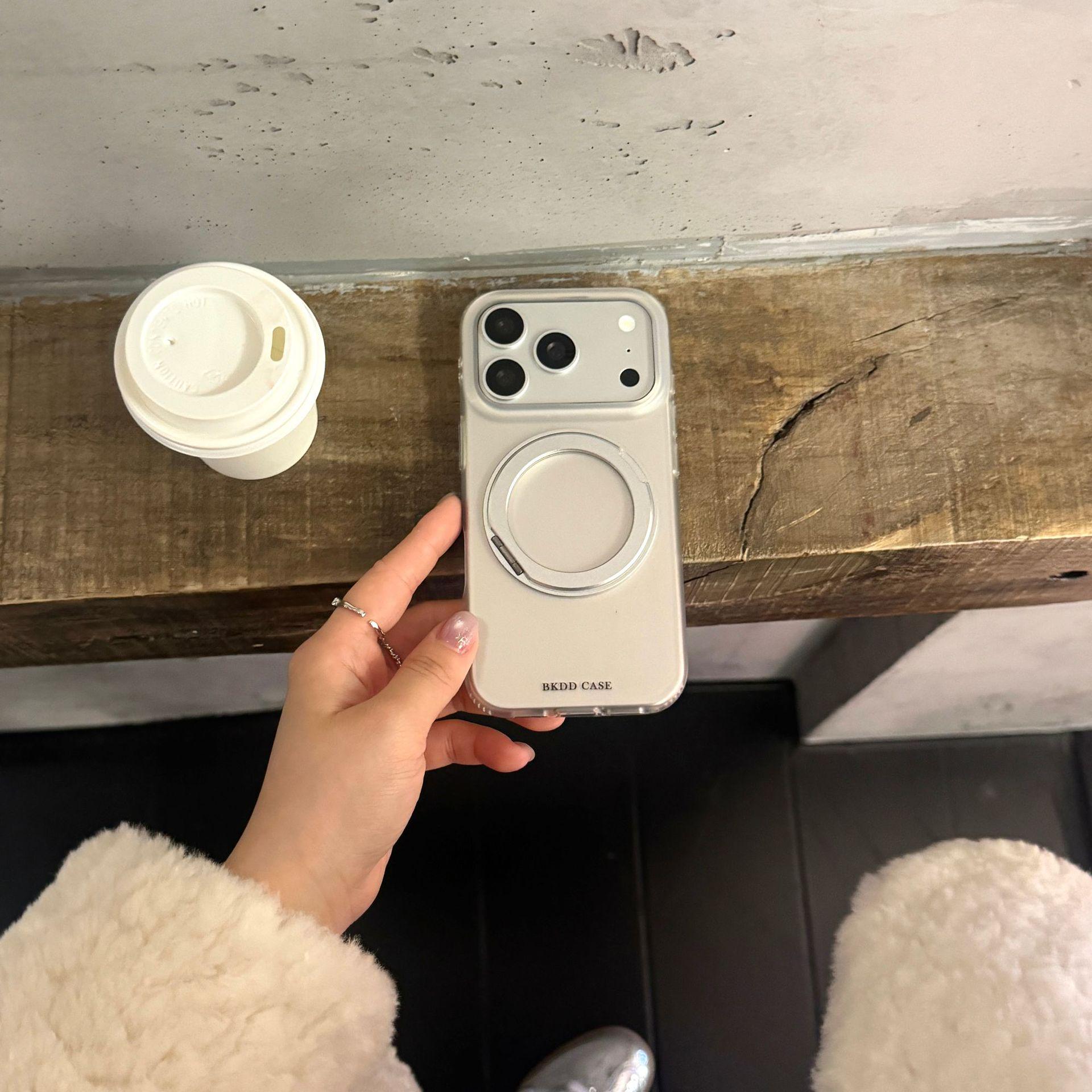 

Silver 360 Rotating Stand for iPhone 17 Pro/16 Pro/15/14/13 Cases - High-end Korean Design 15