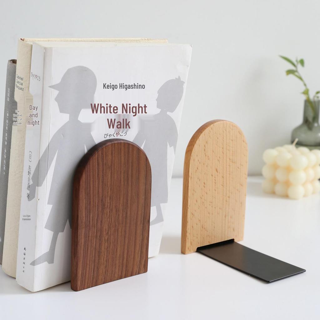 Nordic Solid Wood Bookends: Telescopic Desktop Storage for Students, Creative Ins Style Book Supports