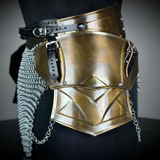 Brave Lady Armor, Medieval Knight Tassets Armor with Chainmail, Female Costume, Cosplay Armor, Larp Armor
