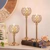 Table Centerpiece Metal Glass Candle Holder 1Pcs Gold Silver Tealight Candlestick for Birthday Party Decor