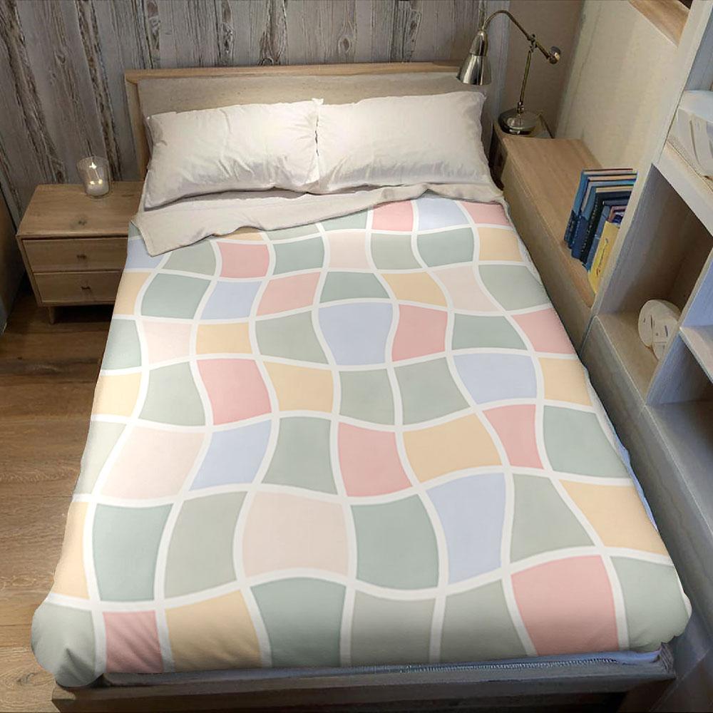 Wavy Checker Flannel Blanket Perfect for Sofa Office Bed Travel Sleep Read Relax Camping four season use