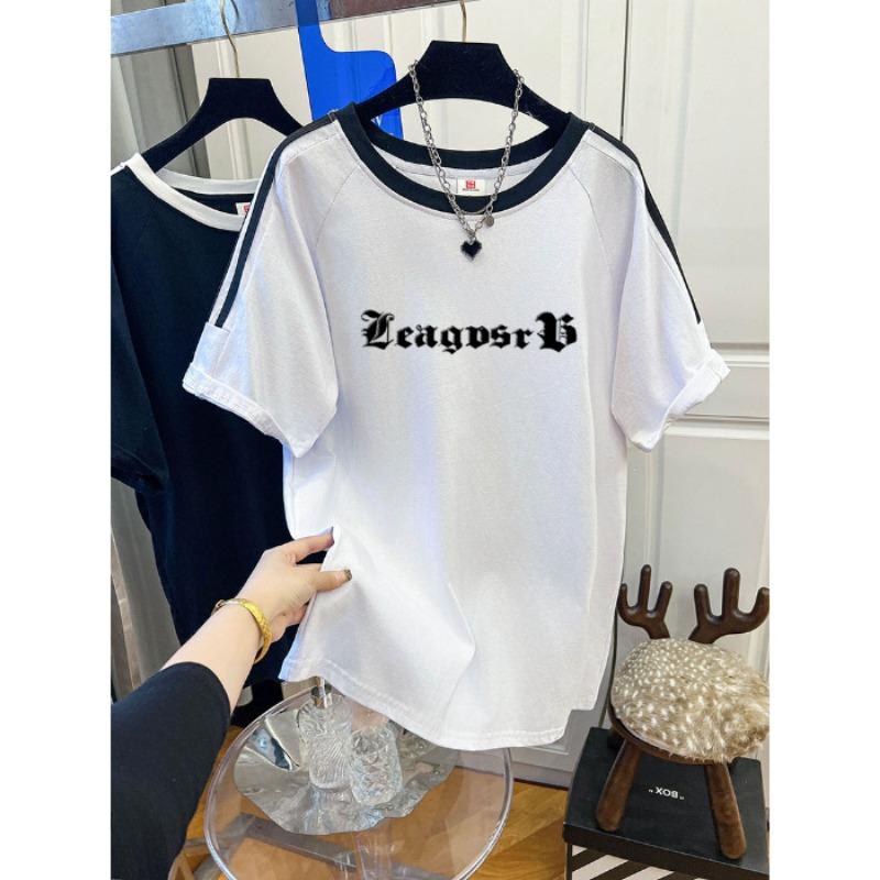 Women's Summer Fashion New Printed Three Bar Short Sleeved Top