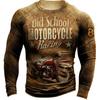 Men's Autumn and Winter Motorcycle T-shirt, 3D Printed Retro Long Sleeved Motorcycle Rider T-shirt, Oversized T-shirt, Men's