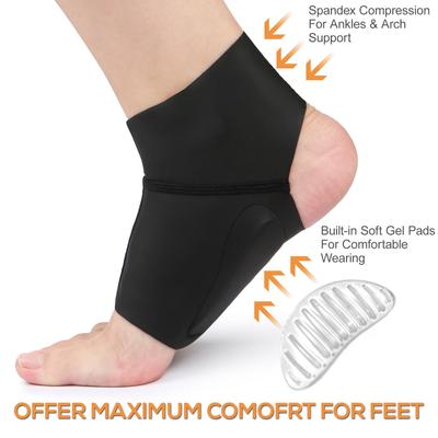 1 paio di supporti per arco plantare a compressione con protezione per caviglia in gel, calzini a compressione per piedi piatti con gel
