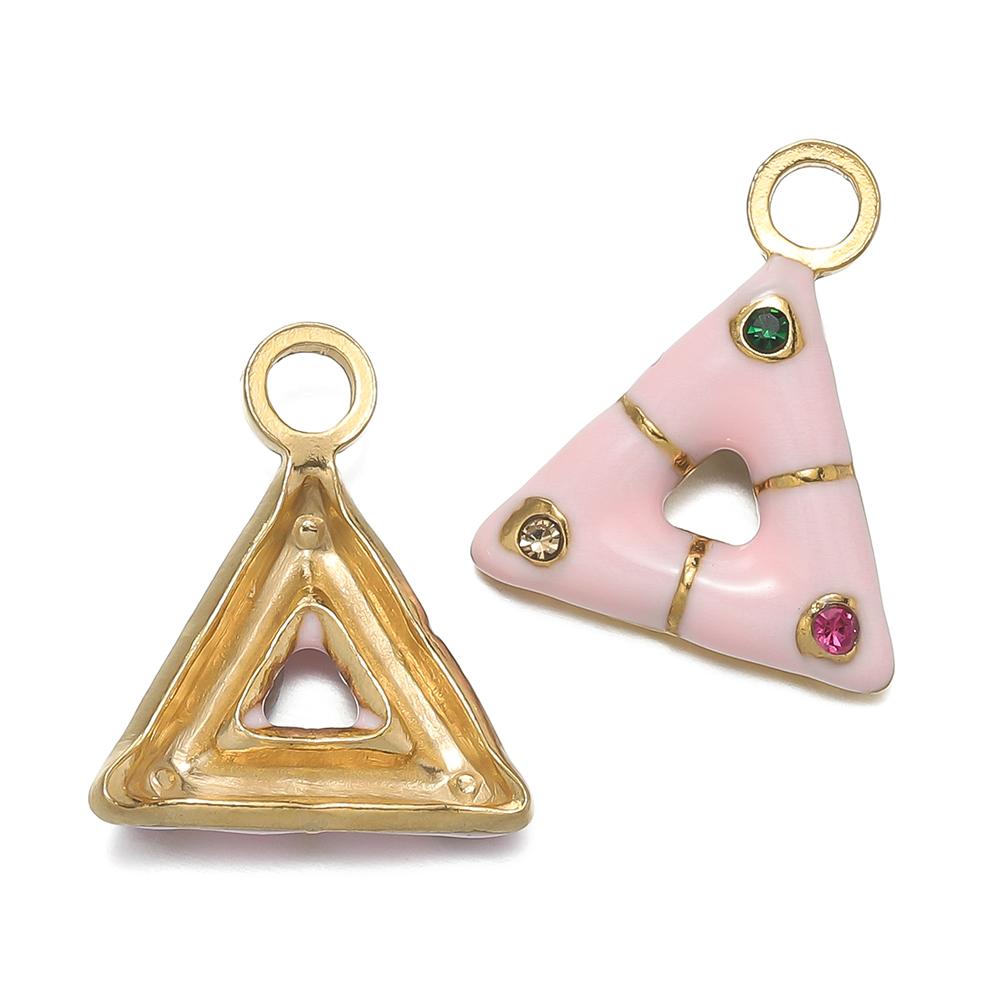 1 pièce/lot Pendentifs Triangle Ovale Cœur d'Amour Multicolores en Acier Inoxydable Pour Bracelet Collier DIY Accessoires de Bijoux