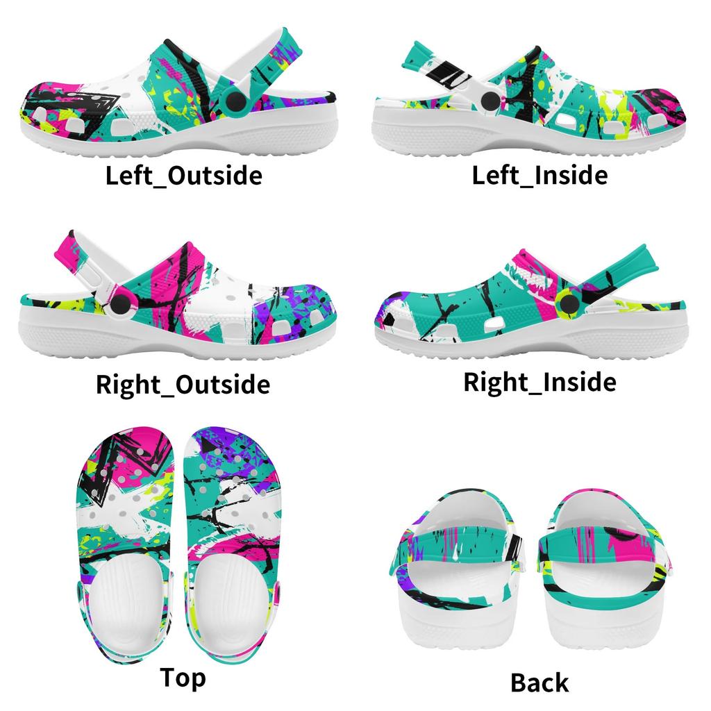 Printed EVA Clogs Women Men Lightweight Breathable Casual Slip On Garden Shoes for Beach Pool Bathroom Home Summer Daily Wear