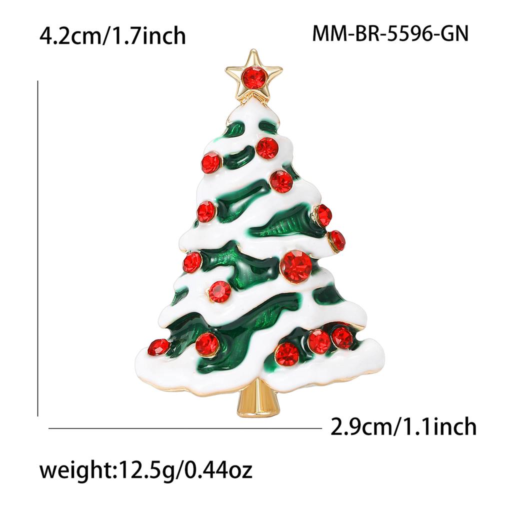 Christmas Classic Enamel Tree Brooches for Women Rhinestone Plant Pins Event Party New Year Gifts Jewelry Decoration Accessories