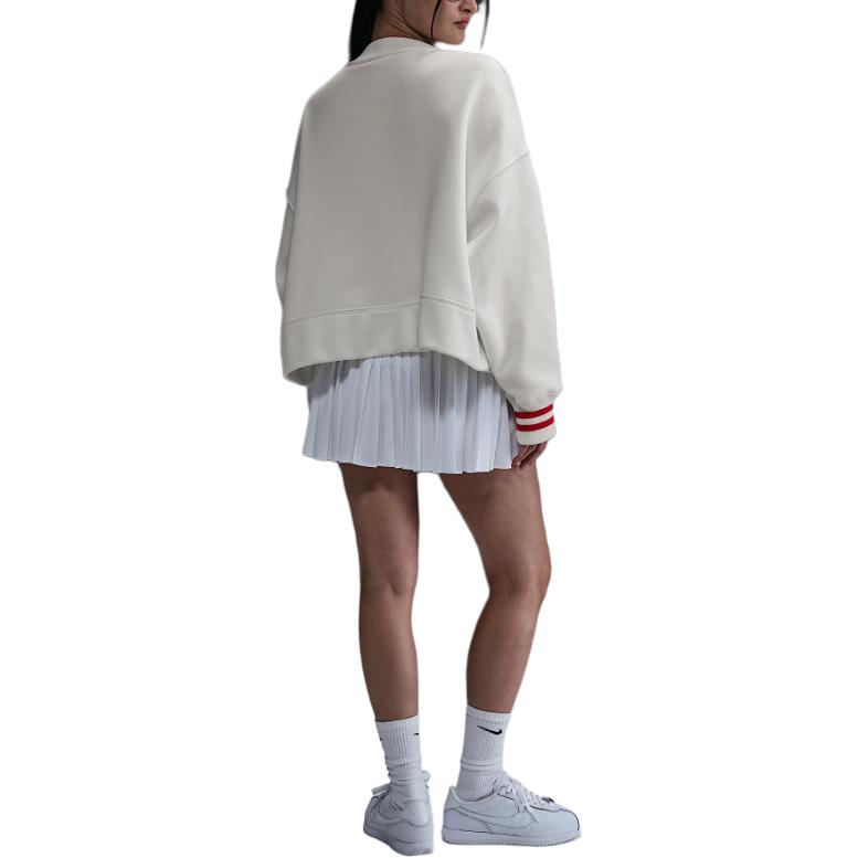 Nike Gestreifter Locker Geschnittener Einreihiger Langarm Strickpullover Damen Oberteile Weiß HJ0947-133