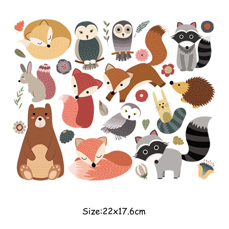 1 Set Animal Patches Fashion Diy Washable Heat Transfer T-Shirt Clothes Decoration Stickers Small Animal Transfers Patch