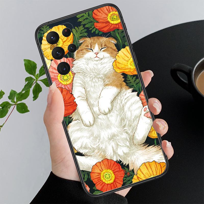 Kreslený Kočka Pouzdro na Telefon Pro Samsung A52S A21S A33 A23 A13 A14 A32 A52 A53 A54 A51 A71 A15