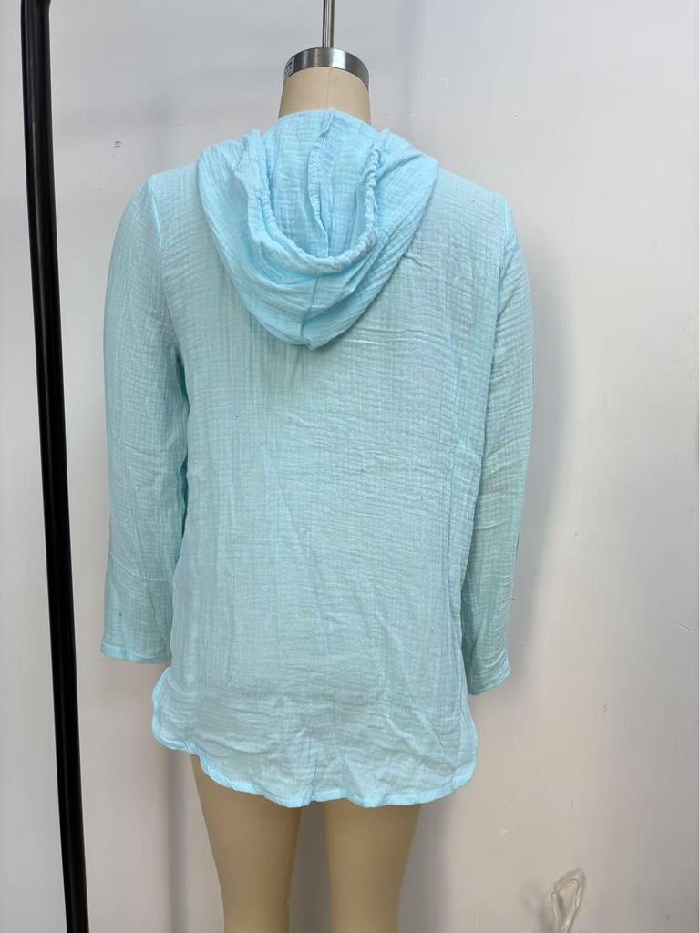 Women's Summer V-Neck Hooded Beach Cover-up with Pockets, 2025 