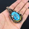 Irani Turquoise 999 Copper Wire Wrapped Pendant, Handmade Gemstone Pendant Jewelry, Gifts For Wife Brand New Pendant