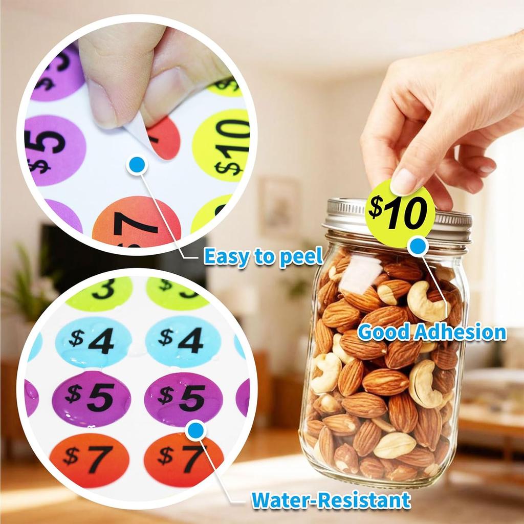 1560 Pcs Removable Garage Sale Price Stickers, 1400pcs Yard Sale Price Stickers & 160pcs Blank Princing Labels, Price Tag for Flea Markets, County