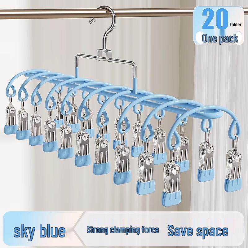 24-Clip Multi-functional Drying Rack: Windproof Hanger for Underwear, Socks, and Baby Clothes.